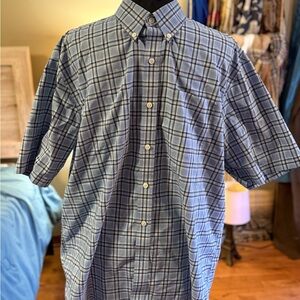 L.L. Bean Men's Blue and White Plaid Shirt
